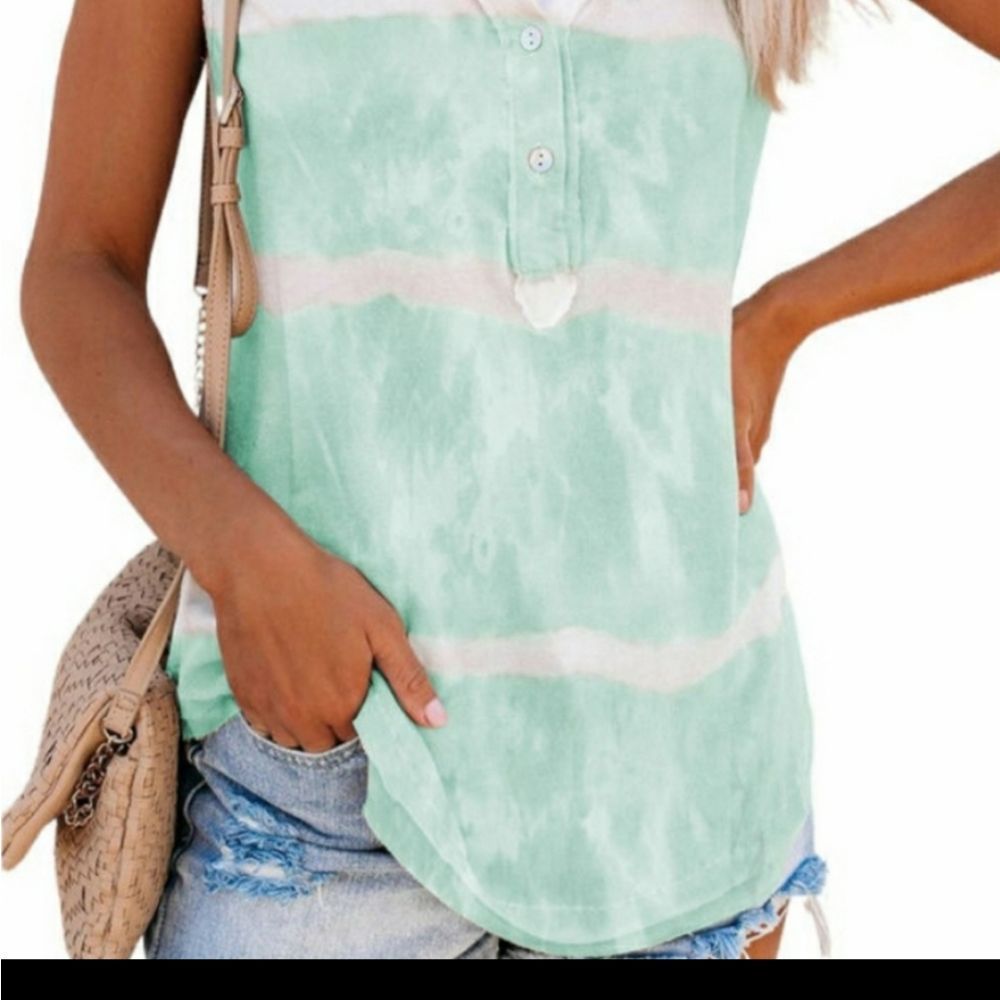 Tie Dye Round Neck Raw Hems Tank Tops Sz L 10-12 XL 12-14 2X 16-18 - Picture 2 of 6